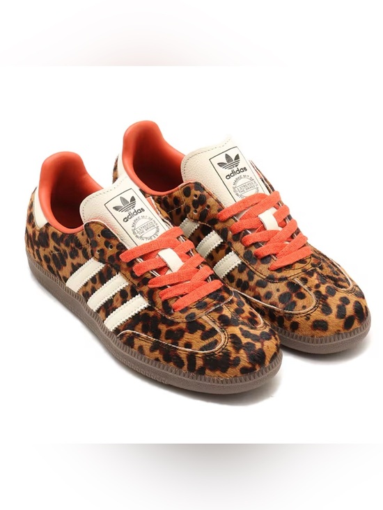 adidas Shoes - Adidas Samba OG Leopard Pony Hair Sneakers Coral Orange Womens 5.5